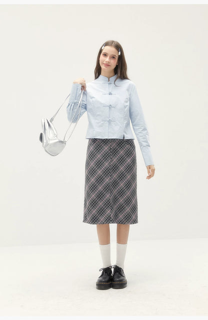 Wool Plaid Mini Skirt - Retro