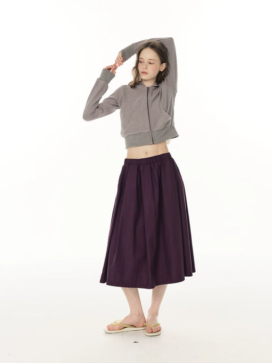Pleated A-Line Mini Skirt - Purple