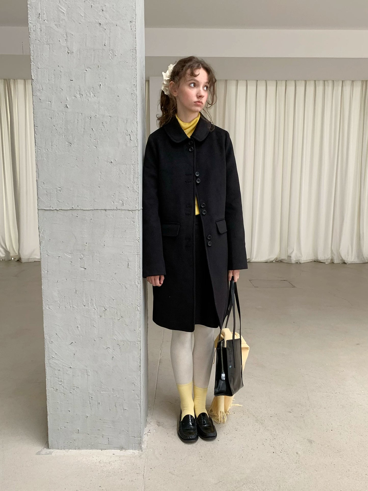 French retro doll collar double-sided woolen coat women's fit coat